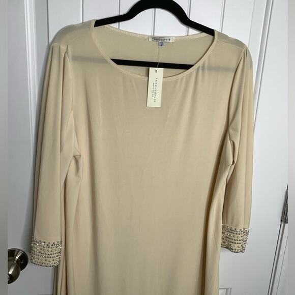 Tash + Sophie embellished beaded cream shift dress size 1X made in USA - Picture 3 of 9